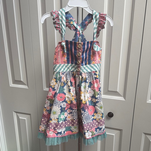 Matilda Jane Multicolor Floral and Striped Dress. Like New. Excellent Condition - Picture 1 of 3